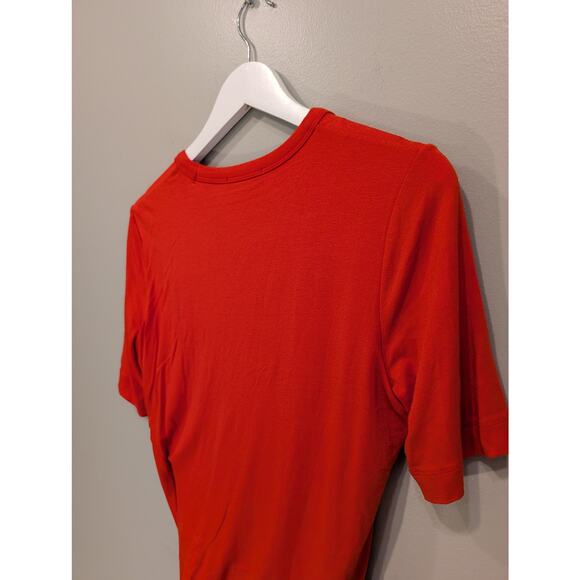 T by Alexander Wang Ruches Crepe Jersey Dress Red/Orange - Size L - Picture 5 of 8